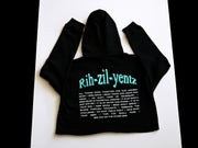 The Rih-Zil-Yentz Crop Hoodie [Black + Electric Teal]