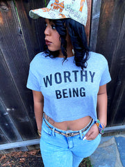 WORTHY BEING, The Signature Crop Top [Black + Gray]