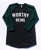 WORTHY BEING, The Signature 3/4 Baseball Tee
