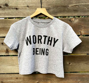 WORTHY BEING, The Signature Crop Top [Black + Gray]